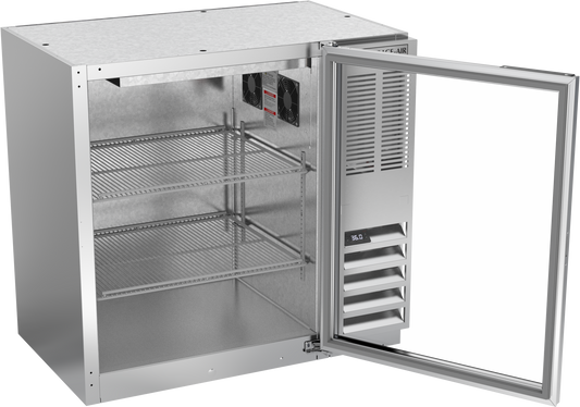 BB36HC-1-FG-S | 36" Glass Door Food Rated Back Bar in Stainless Steel