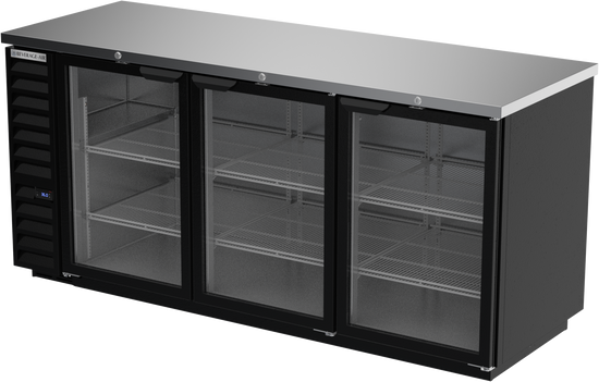 BB78HC-1-FG-B | 78" Glass Doors Food Rated Back Bar in Black