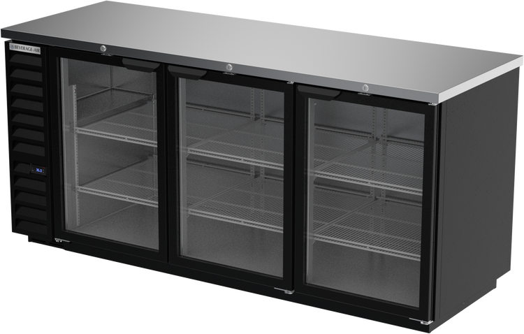 BB78HC-1-FG-B | 78" Glass Doors Food Rated Back Bar in Black