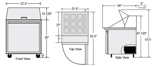 BST-27-12 | Bison One Door Mega Top Sandwich Unit