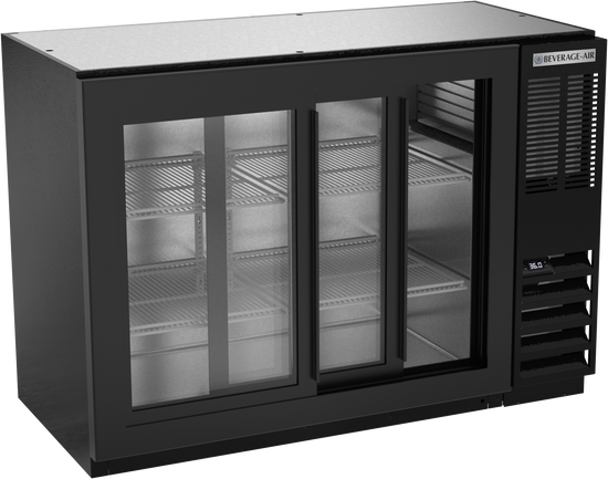 BB48HC-1-F-GS-B | 48" Sliding Glass Doors Food Rated Back Bar in Black