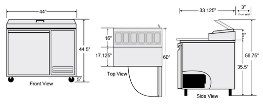 BPT-44 | Bison 44" Pizza Prep Unit