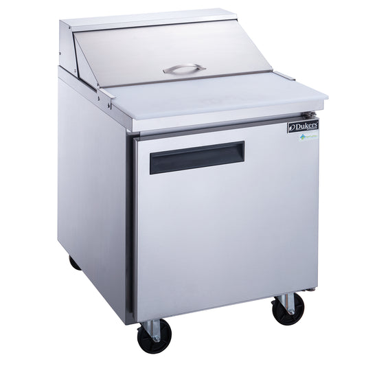 Dukers DSP29-8-S1 Commercial Single Door Refrigerated Sandwich Salad Food Prep Table in Stainless Steel