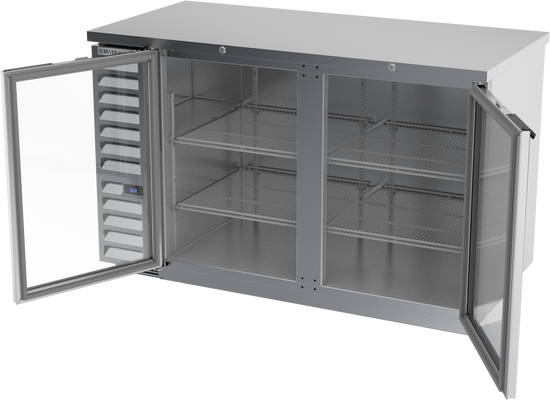 BB58HC-1-G-S | 58" Glass Doors Back Bar in Stainless Steel