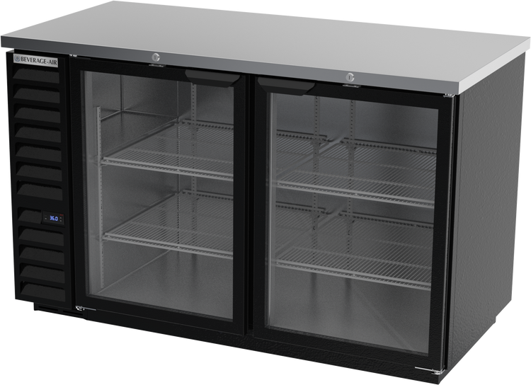 BB58HC-1-G-B | 58" Glass Doors Back Bar in Black