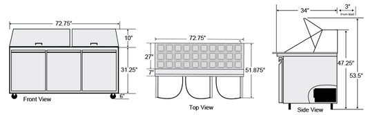 BST-72-30 | Bison Three Door Mega Top Sandwich Unit