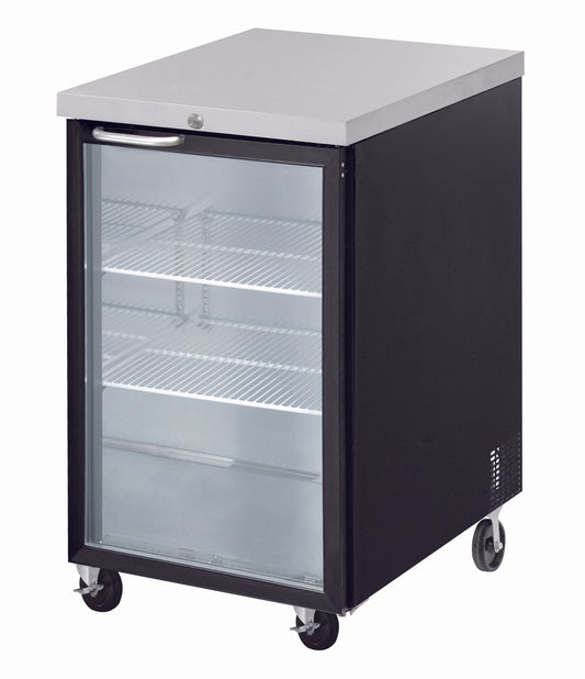 1 Glass Door Back Bar Cooler, Black Finish Exterior, 23-1/2" W x 31-1/4" D   