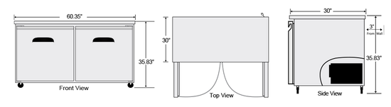 AUF-60 | 2  DOOR UNDERCOUNTER FREEZER