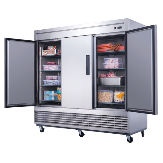 Dukers - D83F 3-Door Commercial Freezer in Stainless Steel