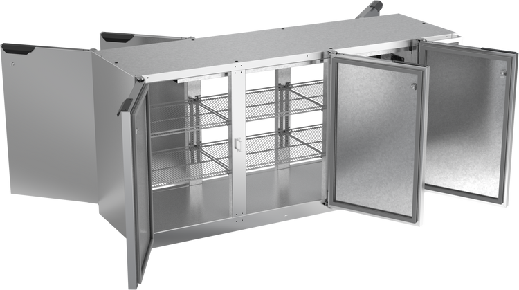 BB72HC-1-F-PT-S | 72" Solid Doors Food Rated Pass-thru Back Bar in Stainless Steel