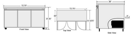 BUR-72 | Bison Three Door Undercounter Cooler