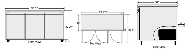 BUR-72 | Bison Three Door Undercounter Cooler