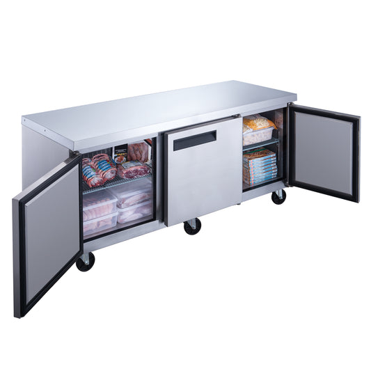 Dukers DUC72F Commercial 3-Door Undercounter Freezer in Stainless Steel