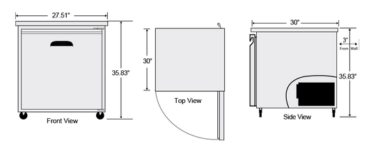 AUR-27 | 1 DOOR UNDERCOUNTER REFRIGERATOR