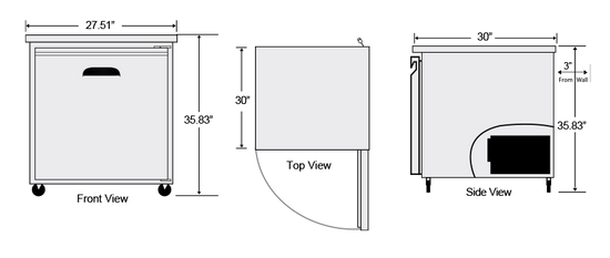 AUR-27 | 1 DOOR UNDERCOUNTER REFRIGERATOR