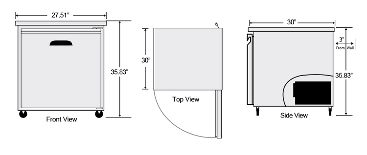 AUR-27 | 1 DOOR UNDERCOUNTER REFRIGERATOR