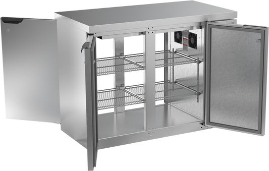 BB48HC-1-F-PT-S-27 | 48" Solid Doors Food Rated Pass-thru Back Bar in Stainless Steel with SS Top