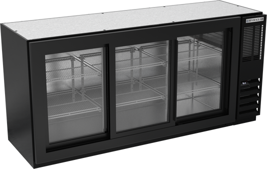 BB72HC-1-GS-B | 72" Sliding Glass Doors Back Bar in Black