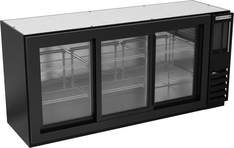 BB72HC-1-GS-B | 72" Sliding Glass Doors Back Bar in Black