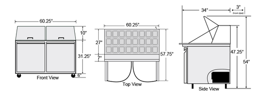 BST-60-24 | Bison Two Door Mega Top Sandiwch Unit