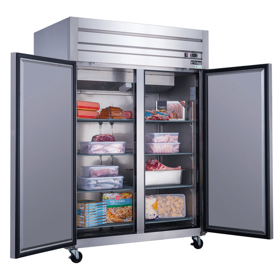 Dukers D55AF Commercial 2-Door Freezer in Stainless Steel