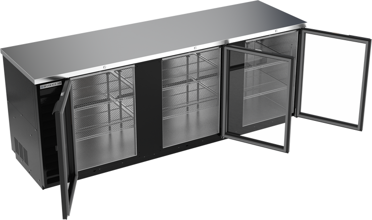 BB94HC-1-G-B | 94" Glass Doors Back Bar in Black