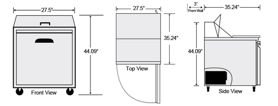 AST-27-12 | 27.5" 1 Door Mega Top Sandwich