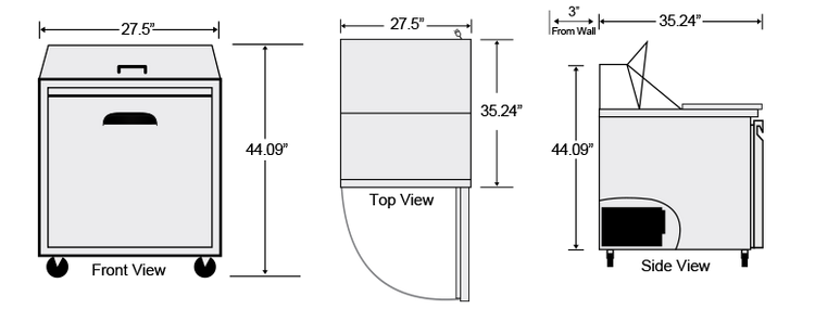 AST-27-12 | 27.5" 1 Door Mega Top Sandwich