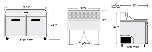 AST-60 | 60" 2 Door Sandwich / Salad Prep Station