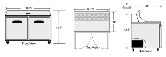 AST-60 | 60" 2 Door Sandwich / Salad Prep Station
