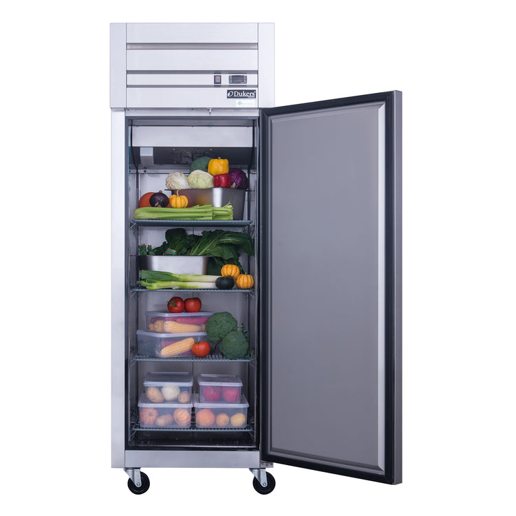 Dukers - D28AR Commercial Single Door Top Mount Refrigerator in Stainless Steel