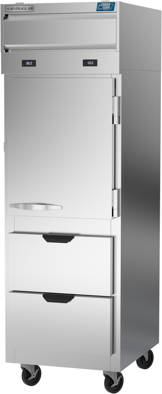 CT12-12HC-1HSD | Cross Temp Series Half Solid Door with Drawers Reach-In Refrigerator/Freezer