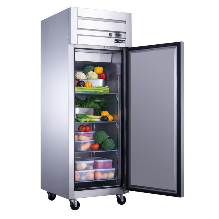 Dukers - D28AR Commercial Single Door Top Mount Refrigerator in Stainless Steel