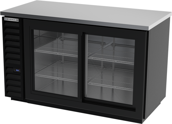 BB58HC-1-F-GS-B | 58" Sliding Glass Doors Food Rated Back Bar in Black