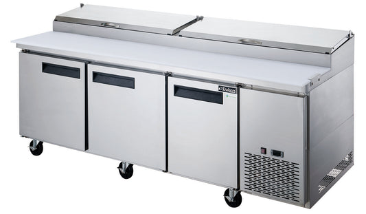 Dukers - DPP90-12-S3 Commercial 3-Door Pizza Prep Table Refrigerator