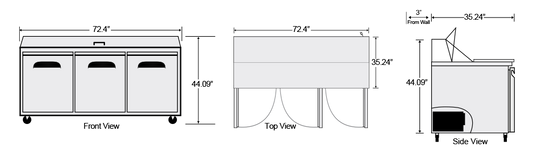 AST-72-30 | 72" 3 Door Mega Top Sandwich