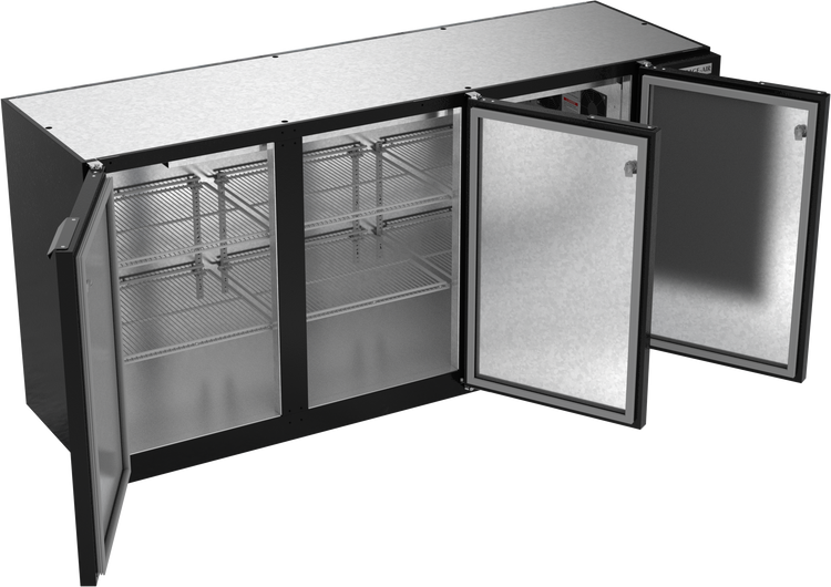 BB72HC-1-F-B | 72" Solid Doors Food Rated Back Bar in Black