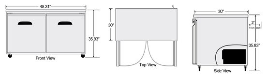 AUF-48 | 2  DOOR UNDERCOUNTER FREEZER