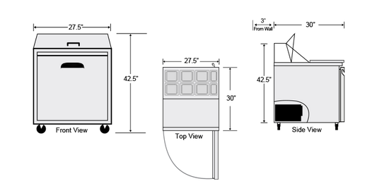 AST-27 | 27.5" 1 Door Sandwich / Salad Prep Station