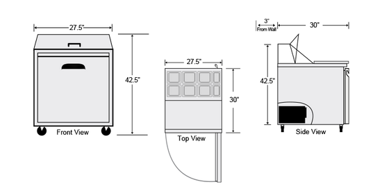 AST-27 | 27.5" 1 Door Sandwich / Salad Prep Station