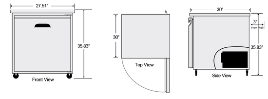 AUF-27 | 1 DOOR UNDERCOUNTER FREEZER