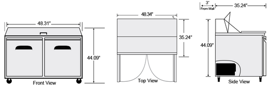 AST-48 | 48" 2 Door Sandwich / Salad Prep Station