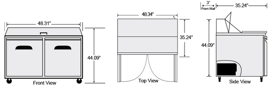 AST-48 | 48" 2 Door Sandwich / Salad Prep Station