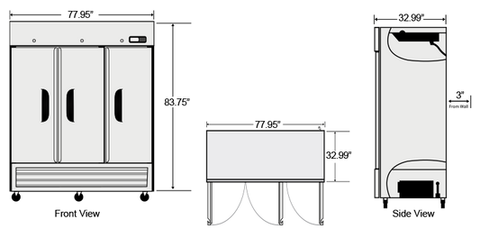 ARR-72 | 3 Door Reach-In Refrigerator