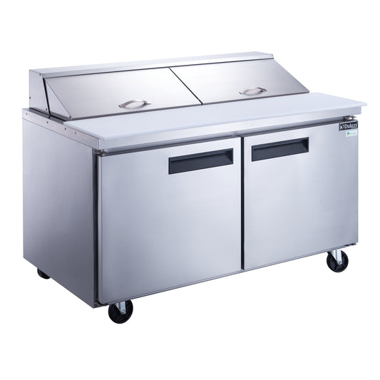 Dukers DSP60-16-S2 Commercial 2-Door Refrigerated Sandwich Salad Food Prep Table in Stainless Steel