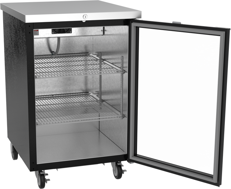 BB24HC-1-FG-B | 24" Glass Door Food Rated Back Bar in Black