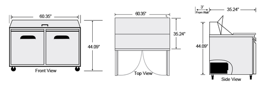 AST-60-24 | 60" 2 Door Mega Top Sandwich