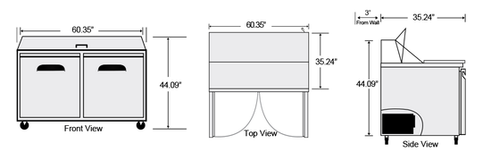 AST-60-24 | 60" 2 Door Mega Top Sandwich
