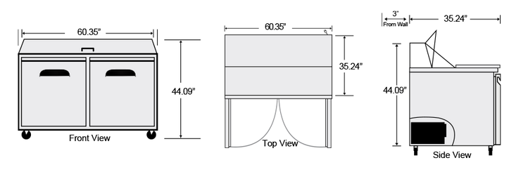 AST-60-24 | 60" 2 Door Mega Top Sandwich
