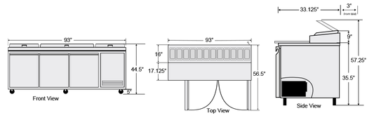 BPT-93 | Bison 93" Pizza Prep Unit